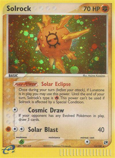 Solrock Pokemon card from Sandstorm