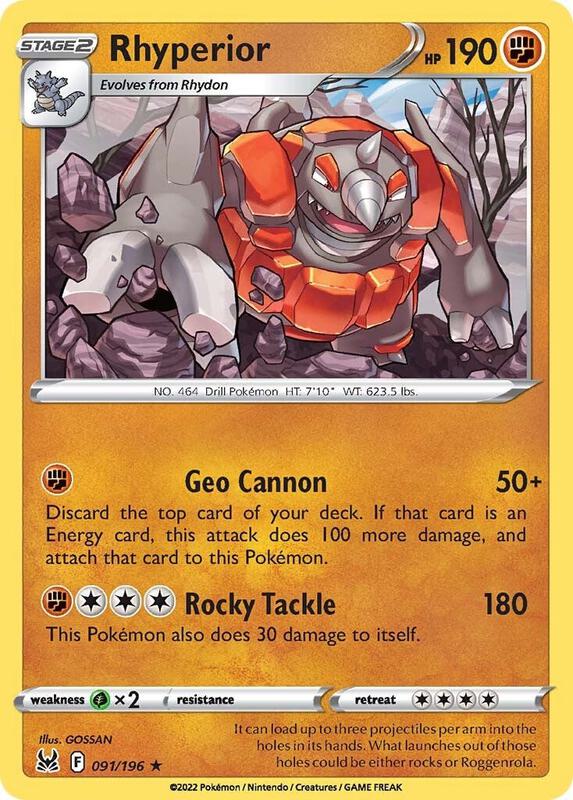 Rhyperior Pokemon card from SWSH11: Lost Origin