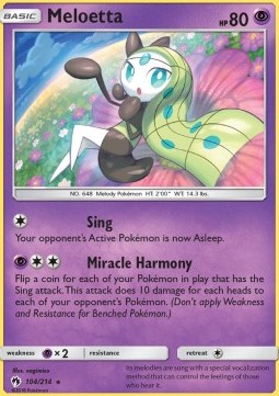 Meloetta Pokemon card from Lost Thunder