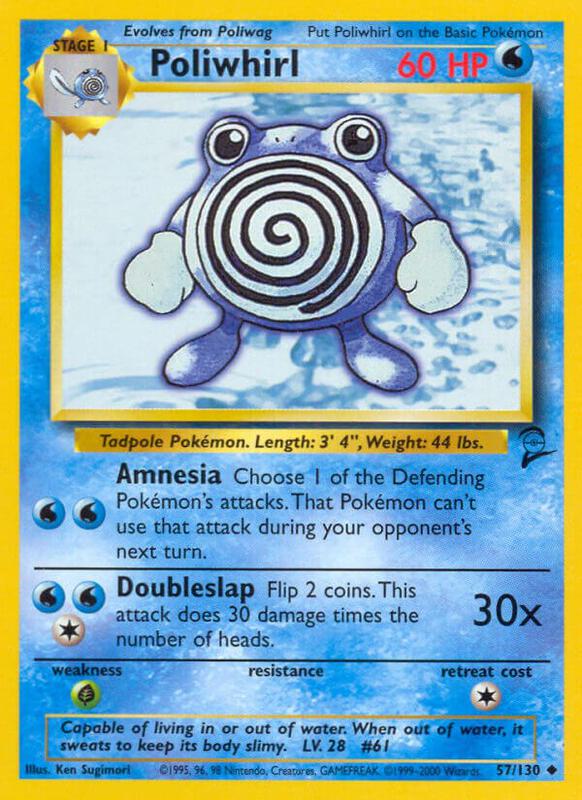 Poliwhirl Pokemon card from Base Set 2
