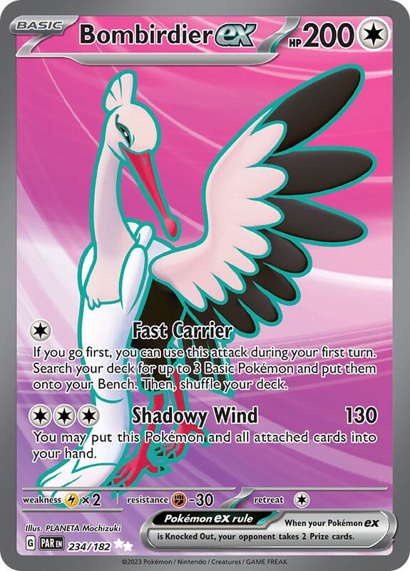 Bombirdier ex Pokemon card from SV04: Paradox Rift