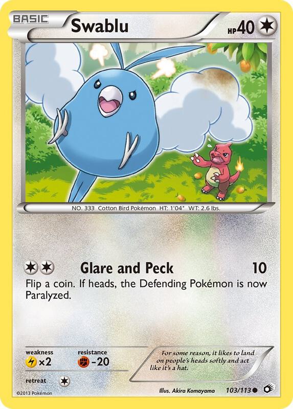 Swablu Pokemon card from Legendary Treasures
