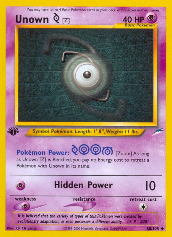 Unown [Z] Pokemon card from Neo Destiny
