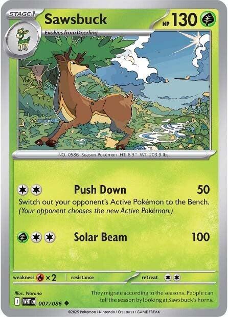 Sawsbuck Pokemon card from SV: White Flare