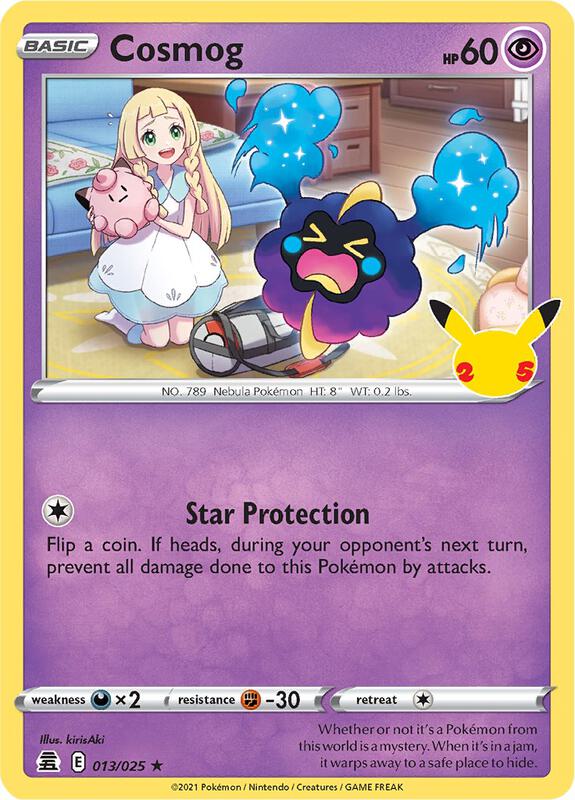 Cosmog Pokemon card from Celebrations
