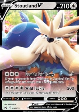 Stoutland V Pokemon card from Crown Zenith