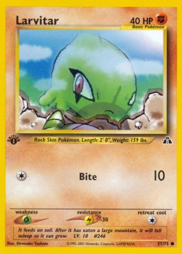 Larvitar Pokemon card from Neo Discovery