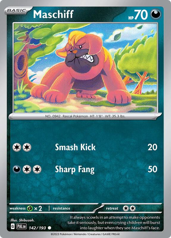 Maschiff Pokemon card from SV02: Paldea Evolved