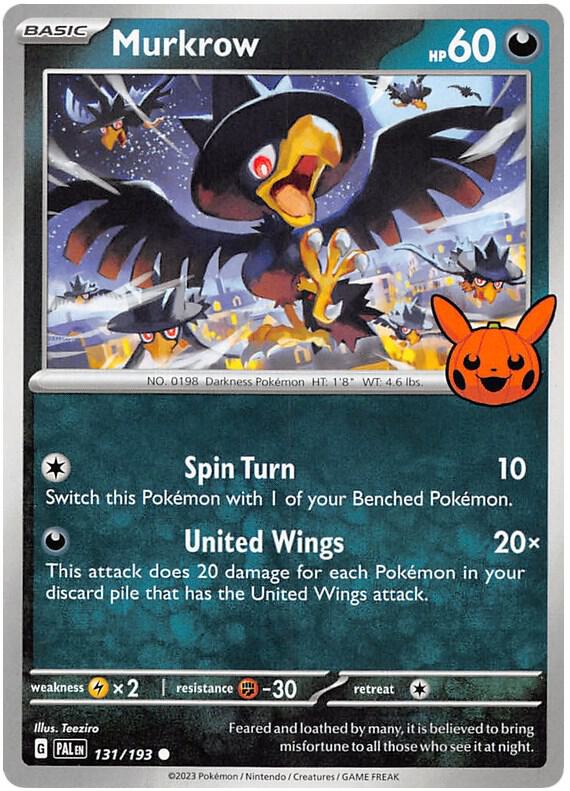 Murkrow Pokemon card from Trick or Trade BOOster Bundle 2023