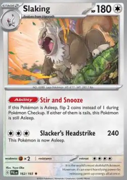 Slaking Pokemon card from Paldea Evolved
