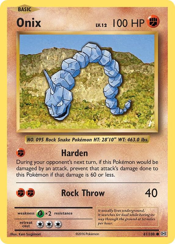 Onix Pokemon card from XY - Evolutions