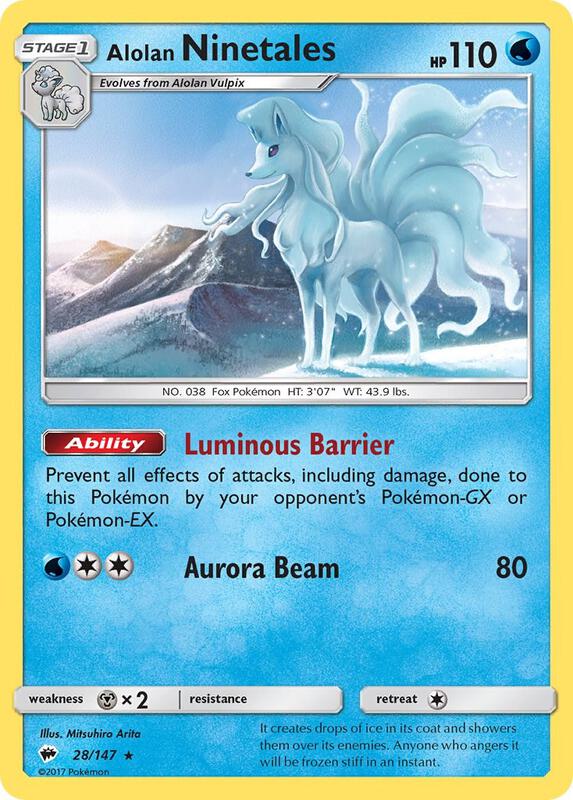 Alolan Ninetales Pokemon card from SM - Burning Shadows