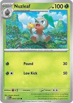 Nuzleaf Pokemon card from Mega Evolution