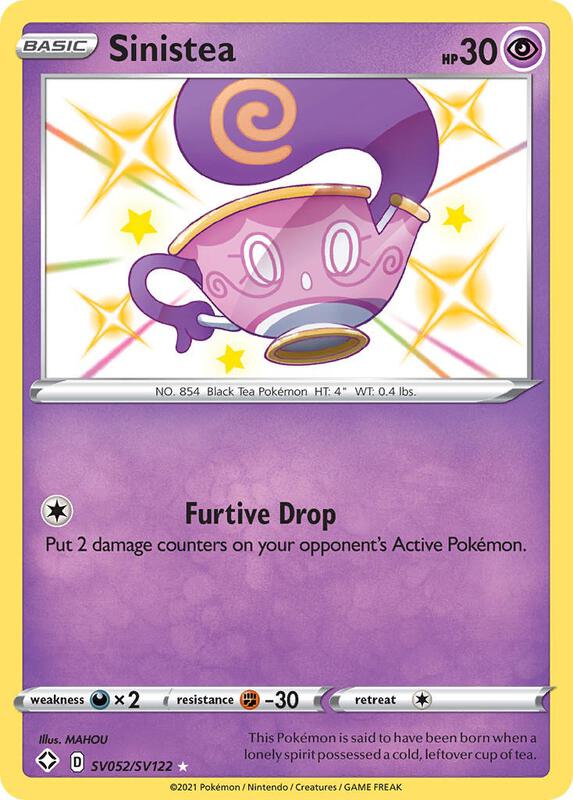 Sinistea Pokemon card from Shining Fates: Shiny Vault