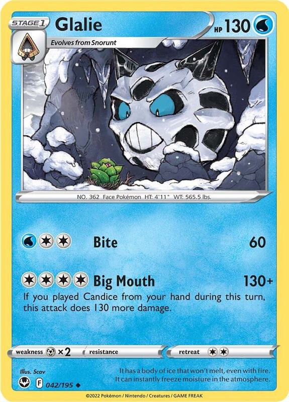 Glalie Pokemon card from SWSH12: Silver