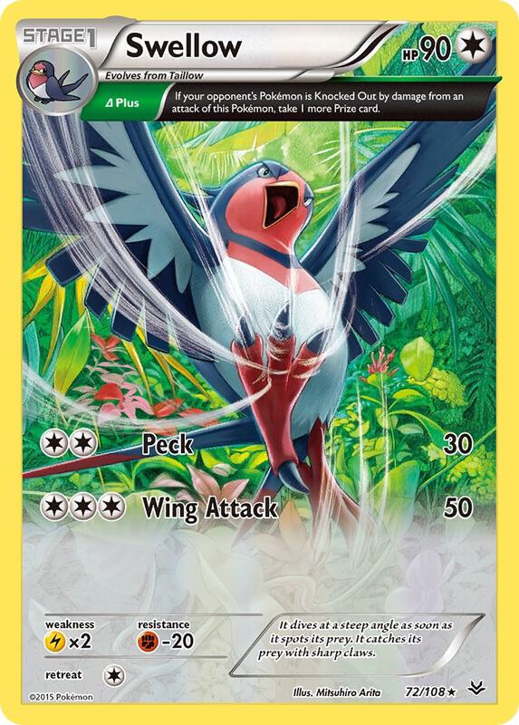 Swellow (72 Delta) Pokemon card from XY - Roaring Skies