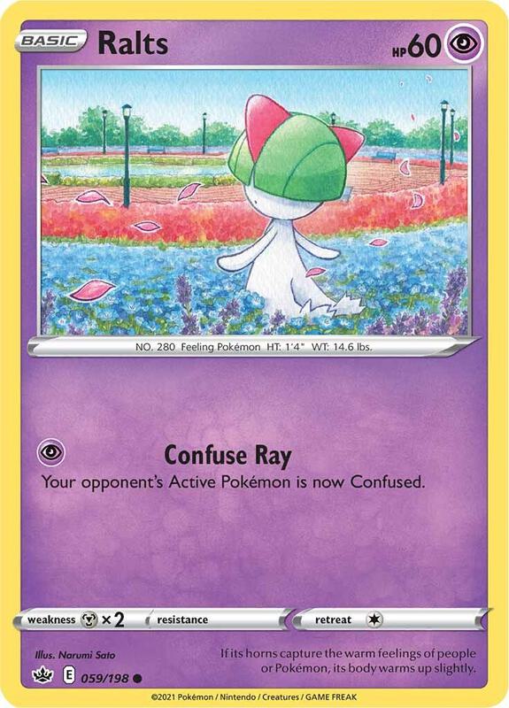 Ralts Pokemon card from SWSH06: Chilling Reign