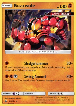 Buzzwole Pokemon card from Forbidden Light