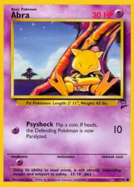 Abra (Holo) Pokemon card from Base Set 2
