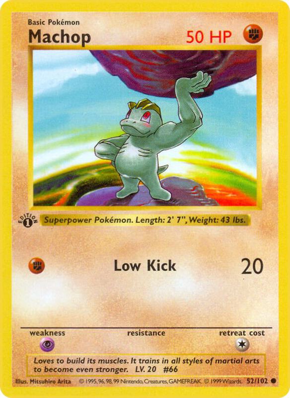 Machop Pokemon card from Base Set (Shadowless)