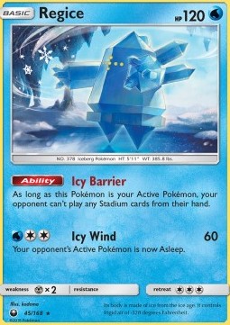 Regice Pokemon card from Celestial Storm