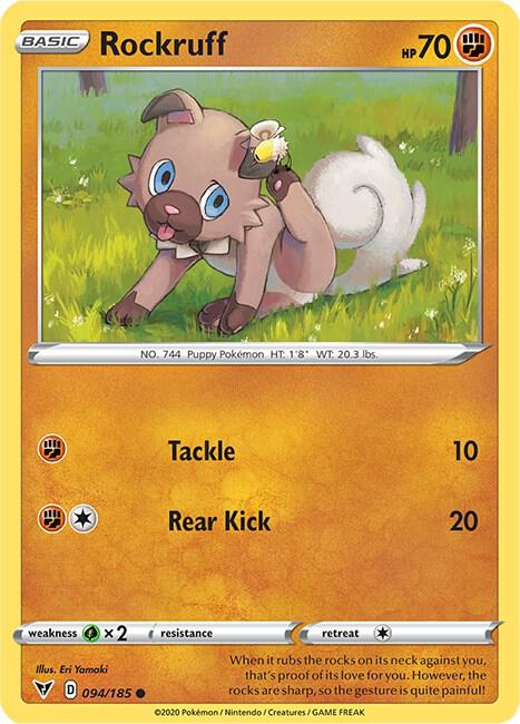 Rockruff Pokemon card from SWSH04: Vivid Voltage