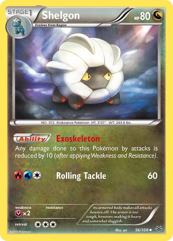 Shelgon Pokemon card from XY - Roaring Skies