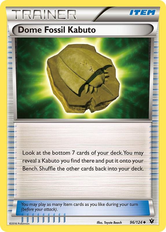 Dome Fossil Kabuto Pokemon card from XY - Fates Collide