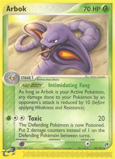 Arbok Pokemon card from Sandstorm