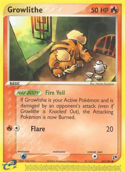 Growlithe Pokemon card from Sandstorm