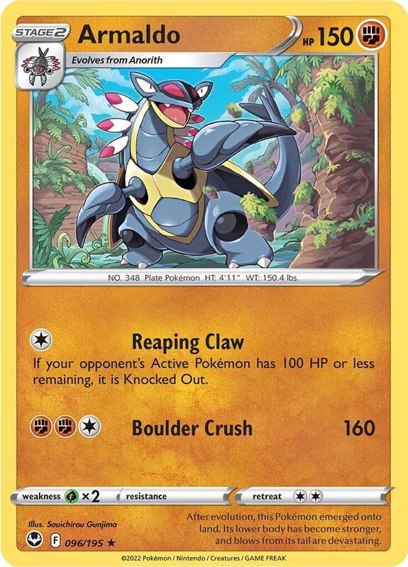 Armaldo Pokemon card from SWSH12: Silver Tempest