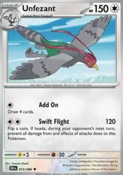 Unfezant Pokemon card from Black Bolt