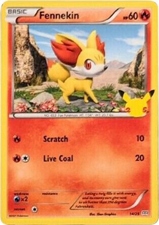 Fennekin Pokemon card from McDonald's 25th Anniversary Promos