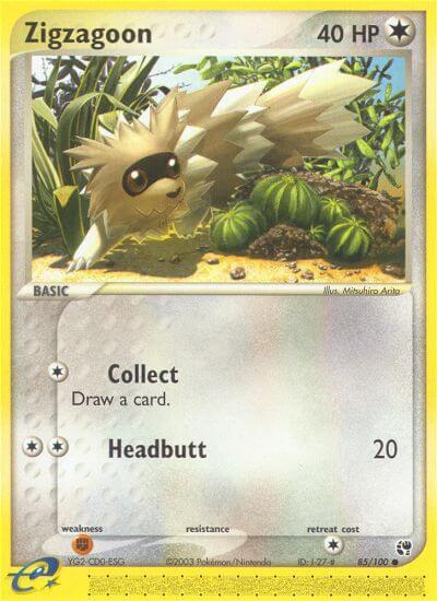 Zigzagoon Pokemon card from Sandstorm