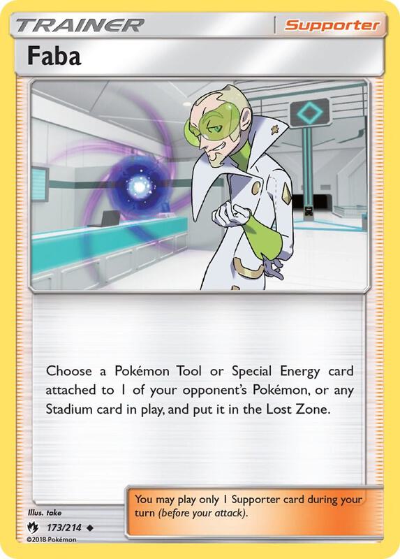 Faba Pokemon card from SM - Lost Thunder