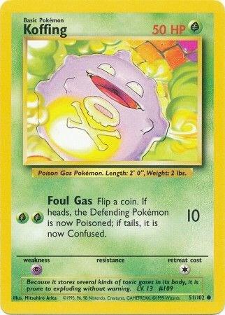 Koffing Pokemon card from Base Set