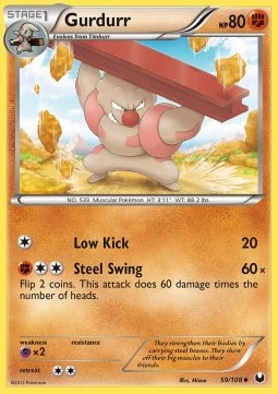 Gurdurr Pokemon card from Dark Explorers