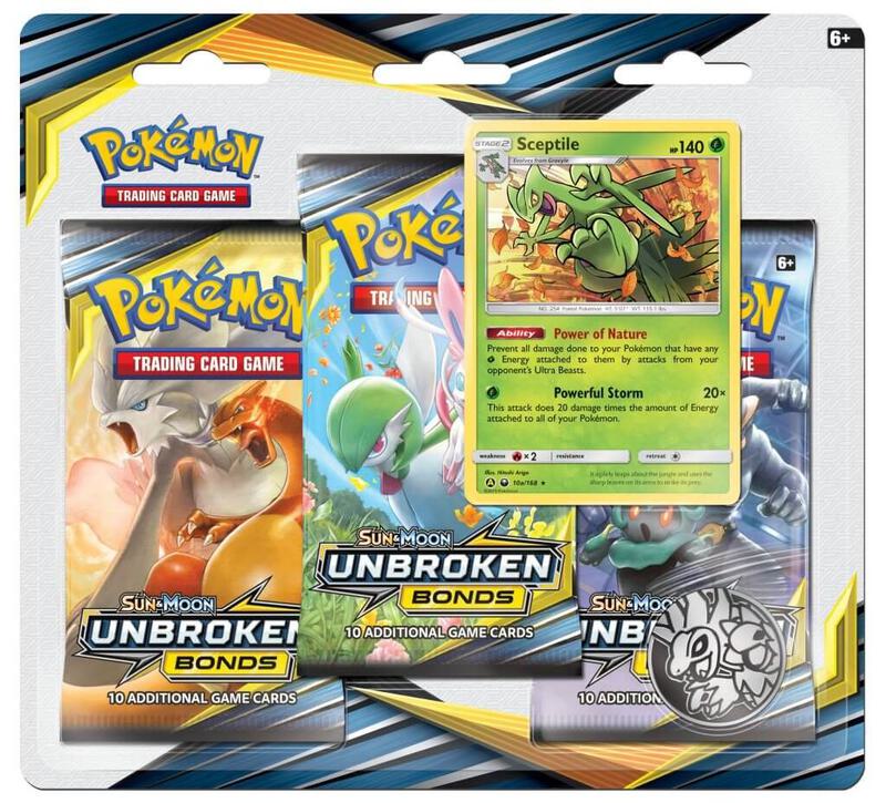 Unbroken Bonds 3 Pack Blister [Sceptile] Pokemon card from SM - Unbroken Bonds