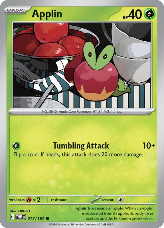 Applin Pokemon card from SV06: Twilight Masquerade