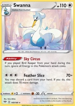 Swanna Pokemon card from Darkness Ablaze
