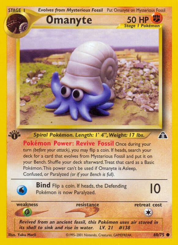 Omanyte Pokemon card from Neo Discovery