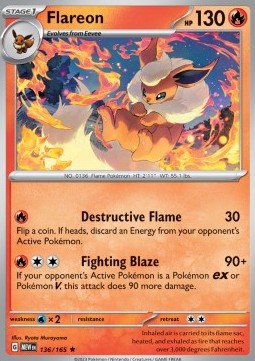 Flareon Pokemon card from 151