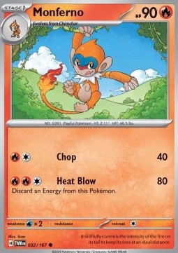 Monferno Pokemon card from Twilight Masquerade