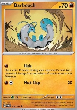Barboach Pokemon card from Obsidian Flames