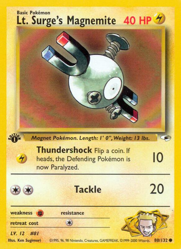 Lt. Surge's Magnemite (80) Pokemon card from Gym Heroes