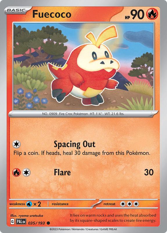 Fuecoco Pokemon card from SV02: Paldea Evolved