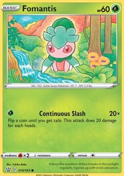 Fomantis Pokemon card from Battle Styles