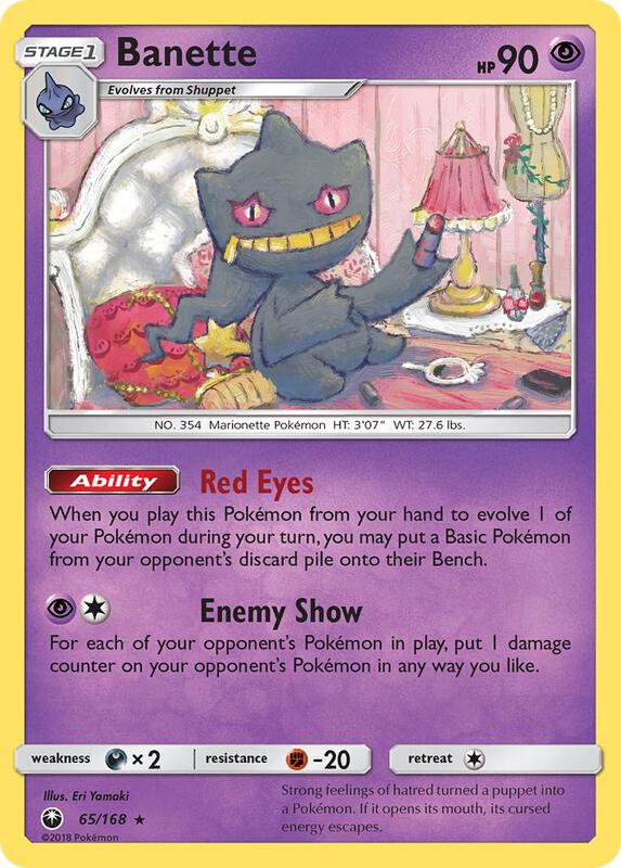 Banette Pokemon card from SM - Celestial Storm