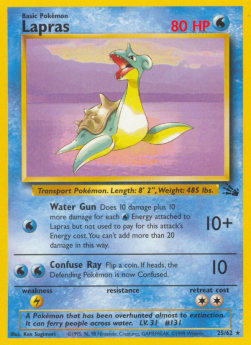 Lapras Pokemon card from Fossil