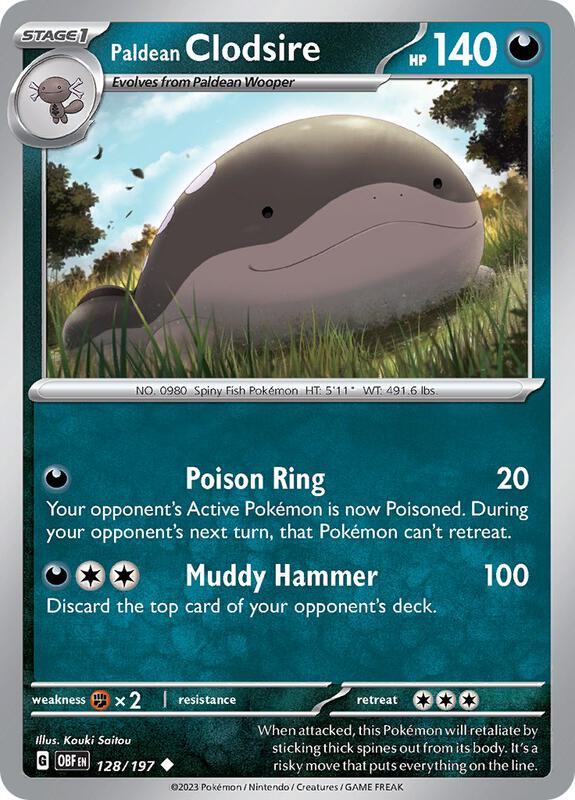 Paldean Clodsire Pokemon card from SV03: Obsidian Flames